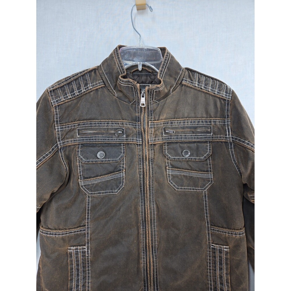 BKE Antiqued Brown Jacket From Buckle Boys Large Leather Look Full Zip***READ*** - Picture 2 of 10